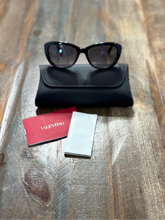 Valentino Accessories - Valentino Model V649S Glossy Black Cat Eye Sunglasses w/ Stud Temple Detail NWT